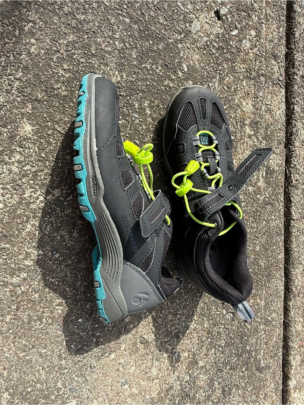 Women’s Bike Sneakers - Black with Teal and Neon Lime Accents cycling